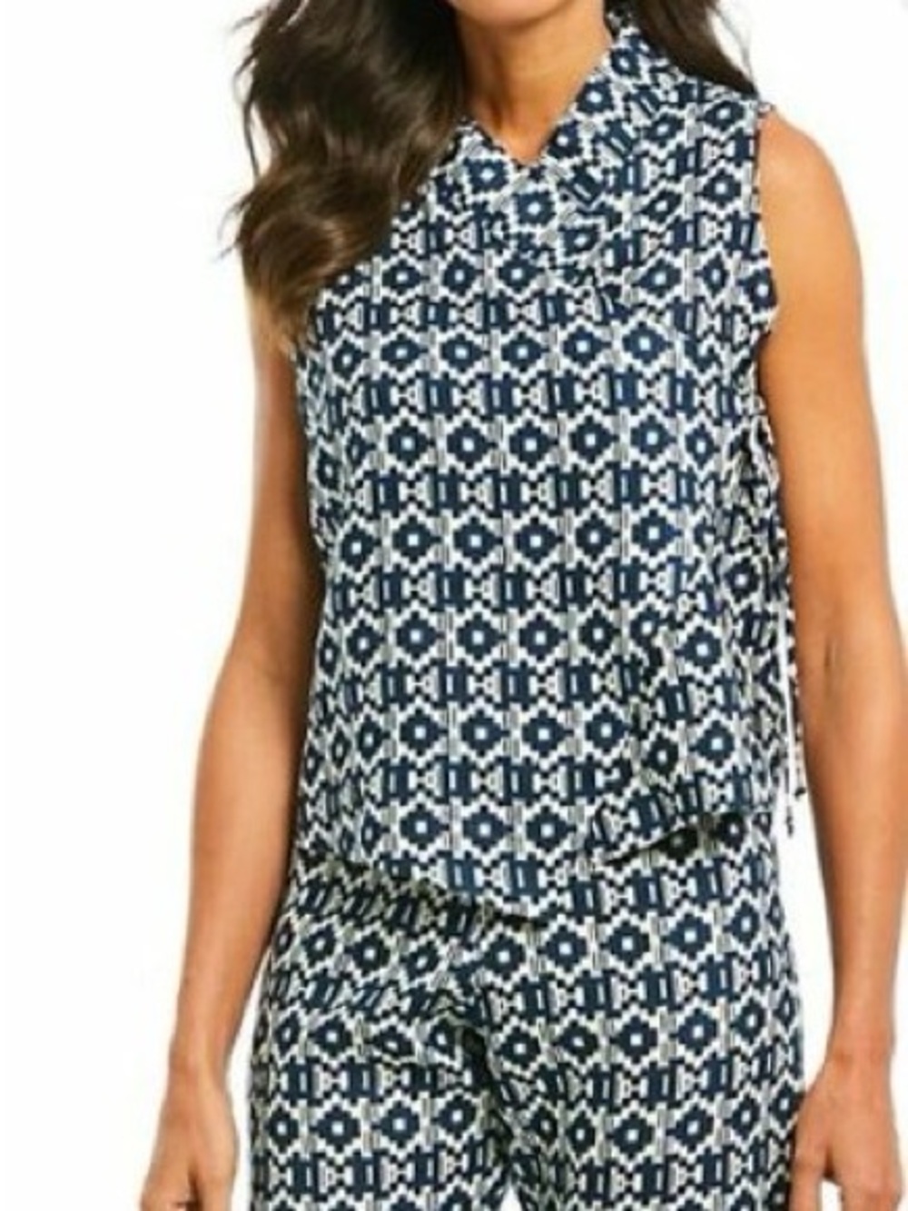 Bryn Walker Navy and White Wrap Vest, size Large